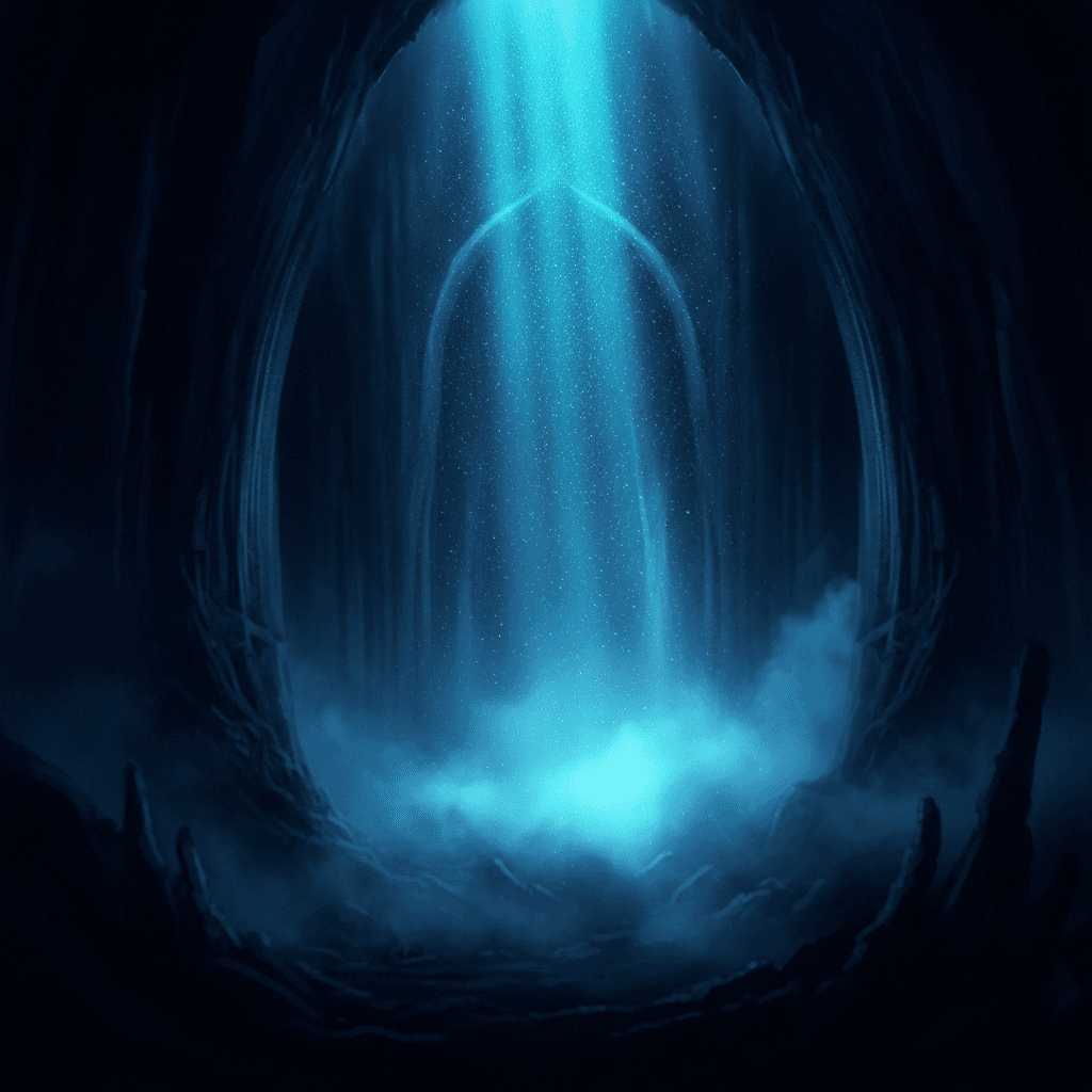 Abstract electric blue bioluminescent ocean