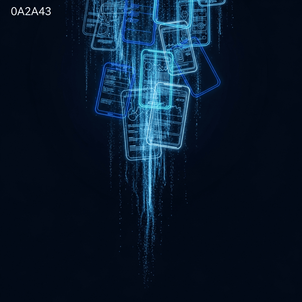 Abstract fluid light streams in deep navy and electric blue