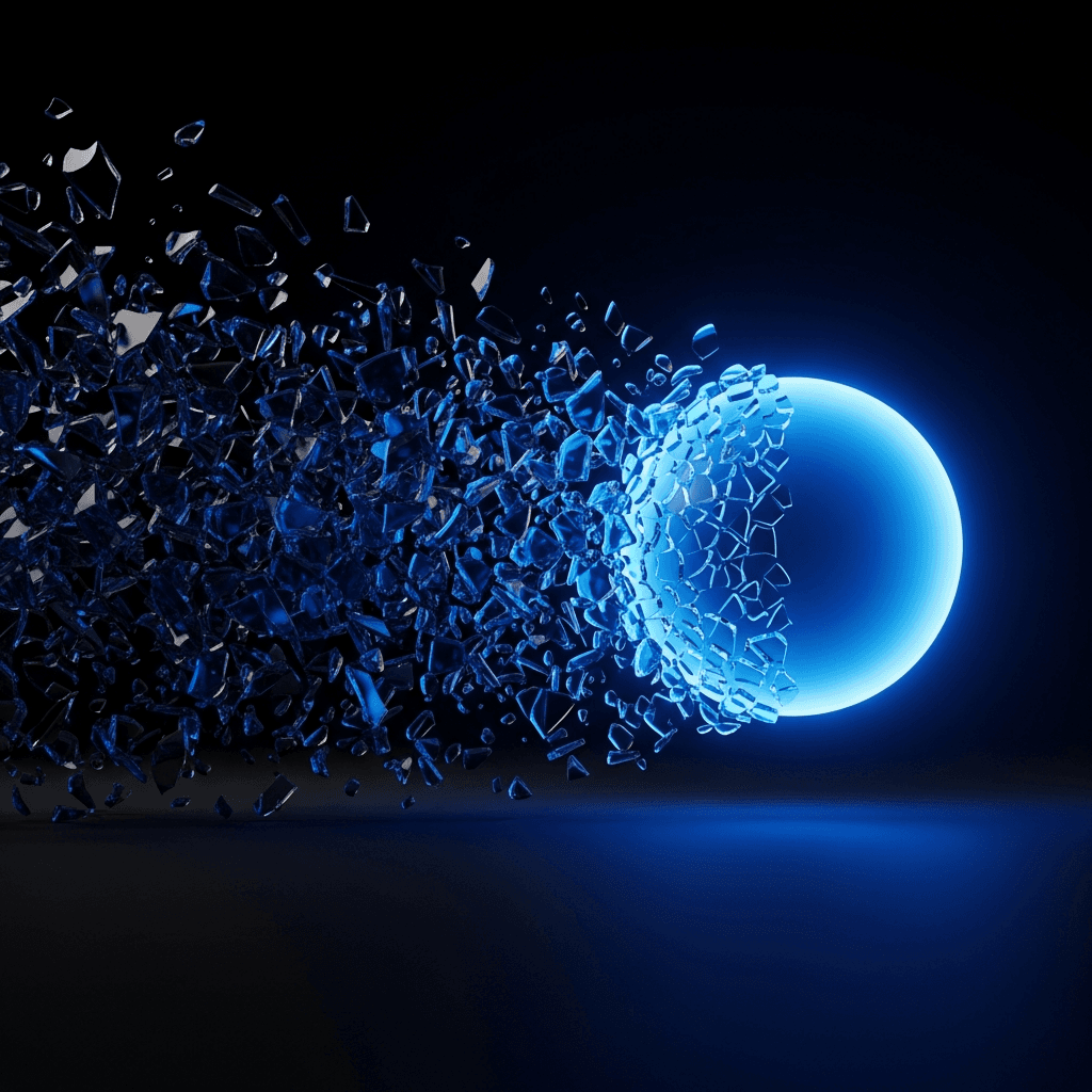 Abstract luminous blue light trails converging